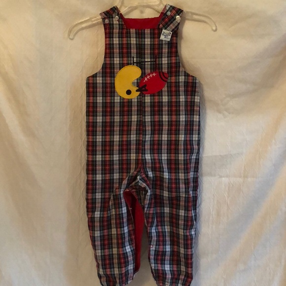 Reversible Boy’s Romper Red/Plaid Size 4T - Picture 2 of 5